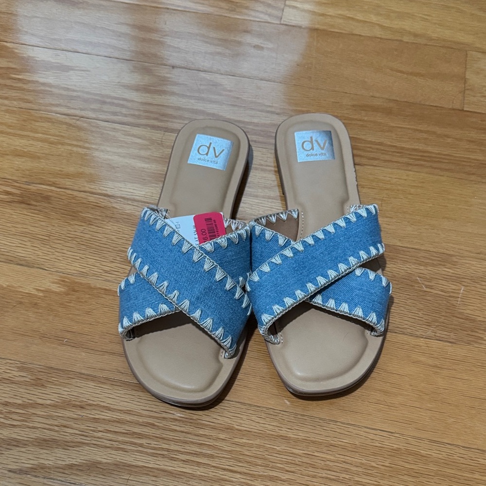DV by Dolce Vita Women's Denim Crisscross Sandals